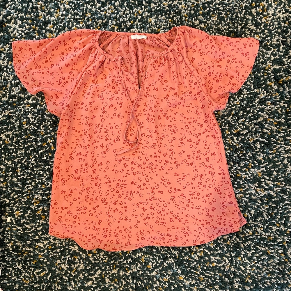 Rose leopard print flutter sleeve top from Maurice's